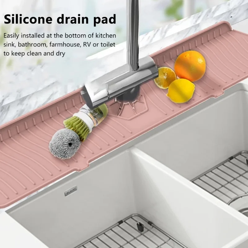 1pc Silicone Water Tap Drain Pad, Kitchen Sink Drain Pad, Bathroom Storage  Mat