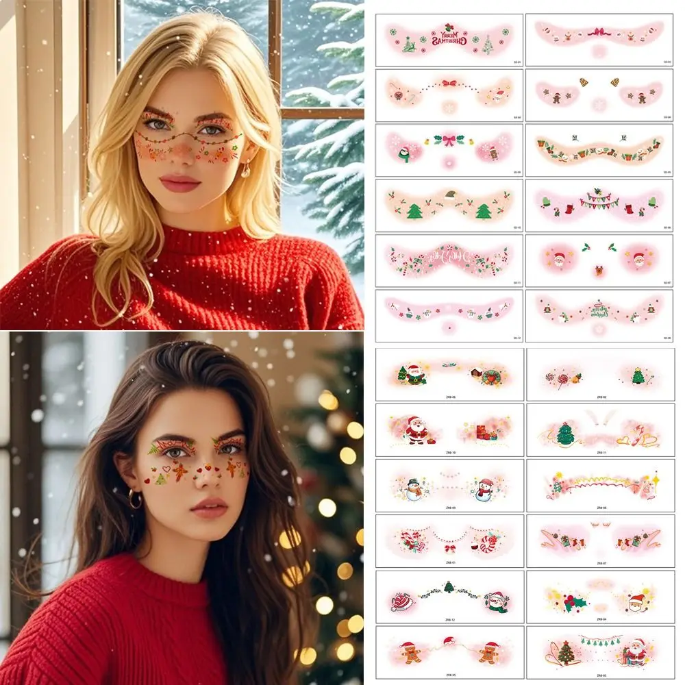 12pcs Art Decals Christmas Makeup Stickers Face Tattoo Style Eye Makeup Design Eye Makeup Sticker Face Tattoo Stickers Cosplay