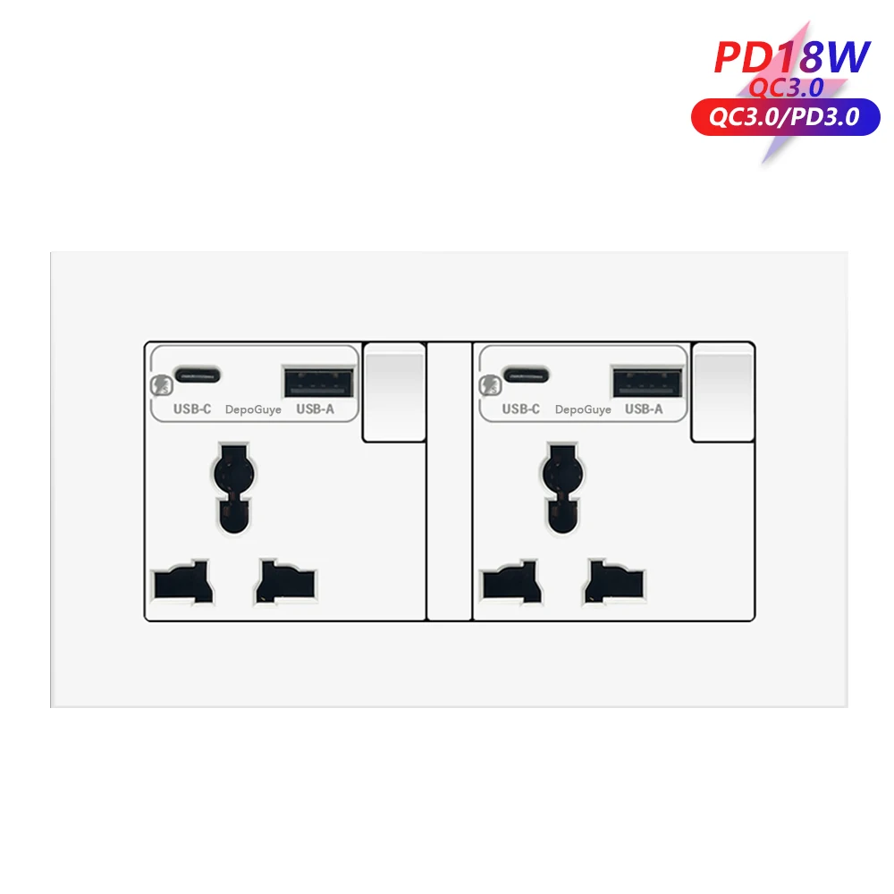Dual 3Pin-AC-18W-Whi