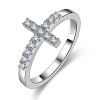 M-JAJA Moissanite Ring Original 925 Sterling Silver 3mm D Color VVS1 Cross Wedding Bands for Women Couple Promise Rings Jewelry 1