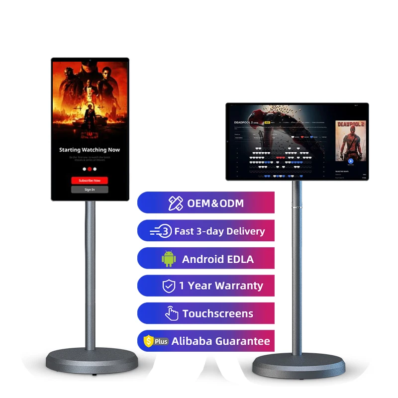 21.5 Inch Touch Display Portable Smart Touch Screen Mobile Tv Rotate Ips Screen Standing Android Tv Smart Televisor TV for Work
