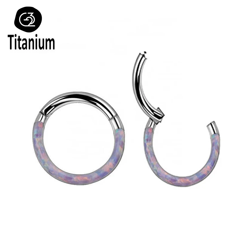 JOJO 1Pc G23 Titanium Opal Earrings Septum Clicker Nose Rings Tragus Cartilage Daith Helix Lip Piercing Hoop Body Jewelry 6-12mm