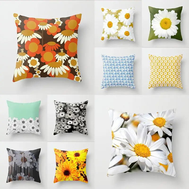 

Daisy Cushion Cover Car Decor sofa pillow cover Home Supplies Pillowslip Peach skin Throw Pillows Pillow Case hot