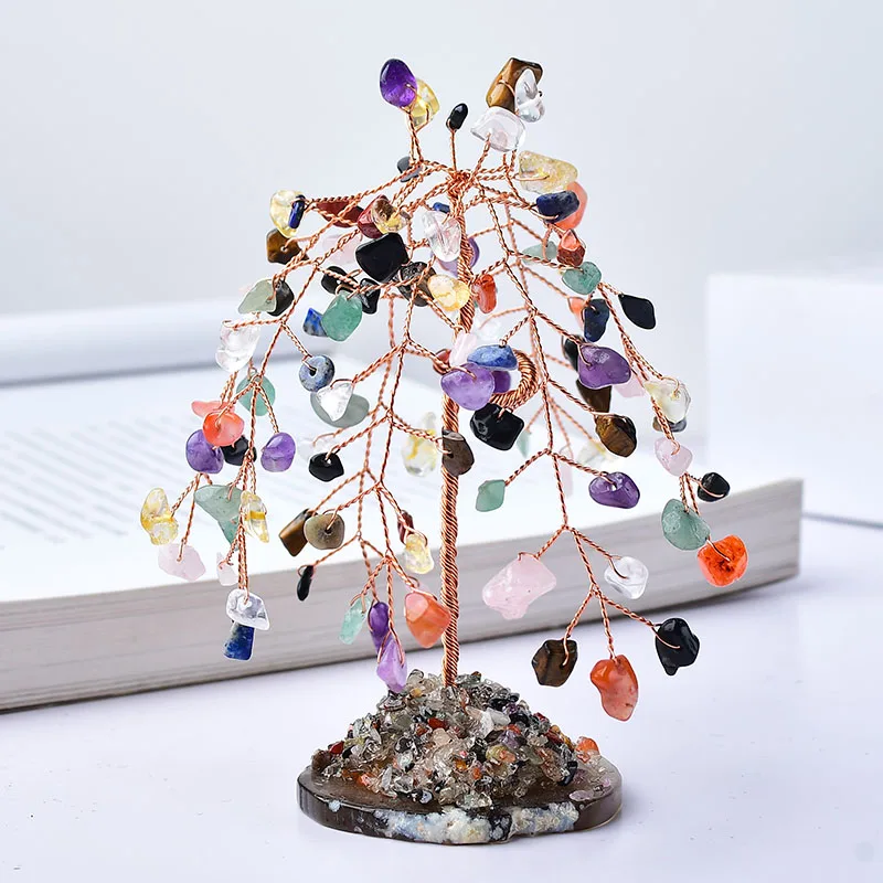 

1PC Natural Gemstones Lucky Tree Crystal Gravels Willow Agate Slice Base Gemstone Fengshui Crafts Home Decor Gifts