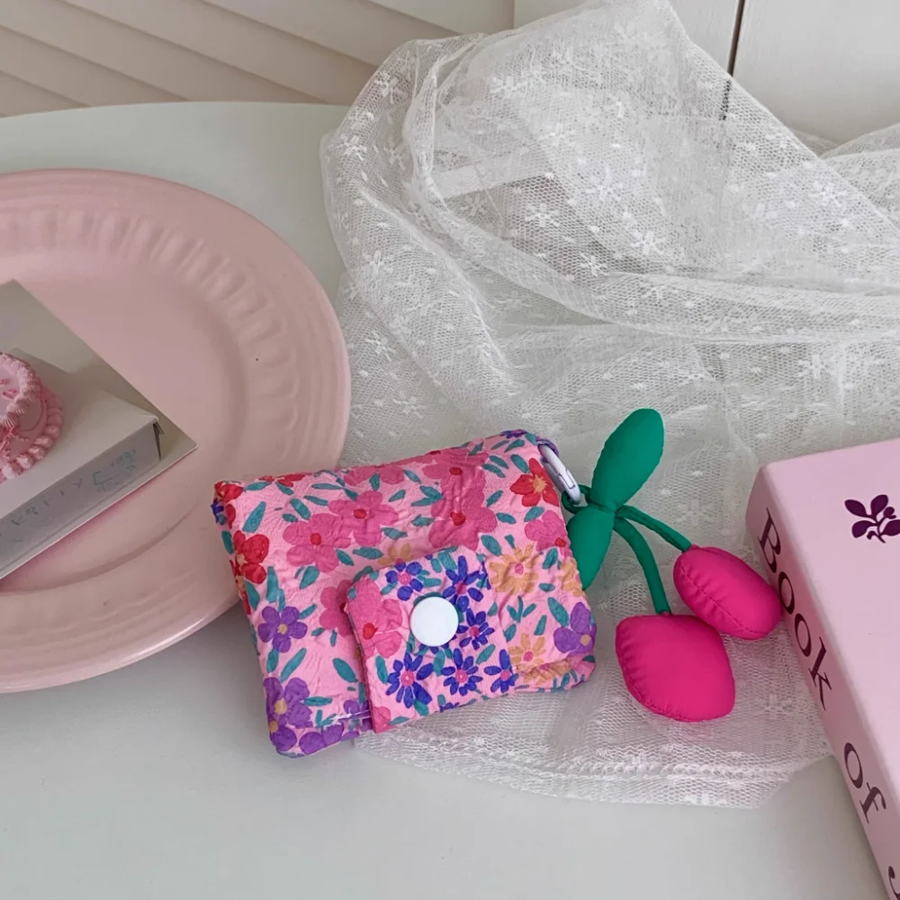 New Student Coin Purse Floral Cute Cartoon Animal Print Korean Fashion Wallet Card Holder for Girls Portable Small Wallet Bag