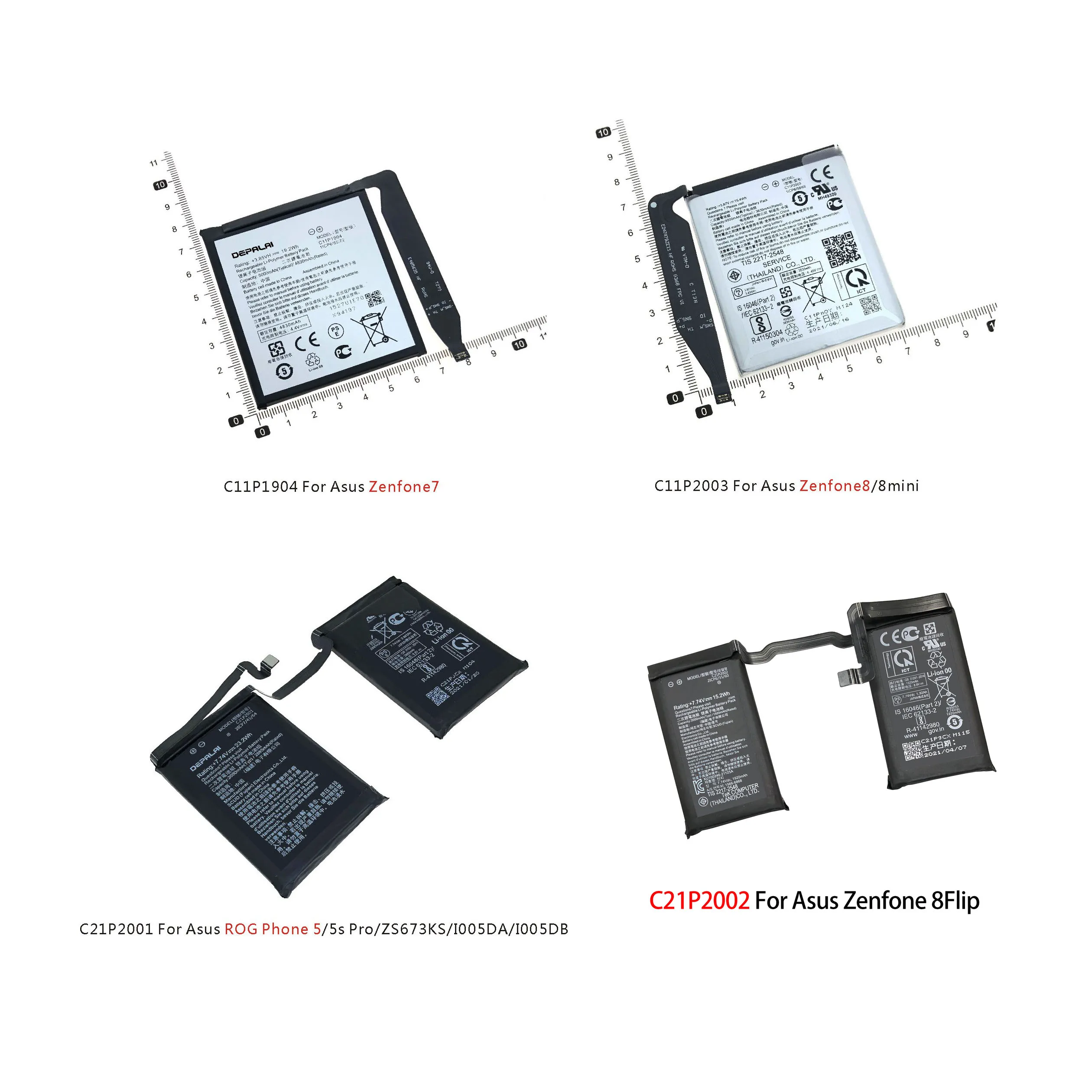 

C21P2001 C21P2002 ROG Phone 5 5s Pro C11P1904 C11P2003 Аккумулятор для Asus Zenfone 7 Pro 5 Zenfone8 Flip mini ZS673KS I005DA I005DB