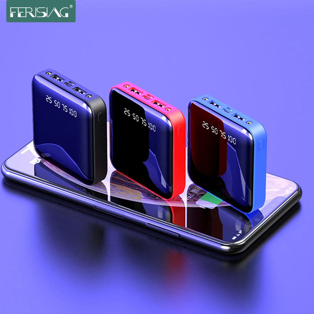 FERISING externa portátil de 10000 mAh, Powerbank pantalla Digital LED, USB, espejo, 10000 mah|Cargador portátil| - AliExpress
