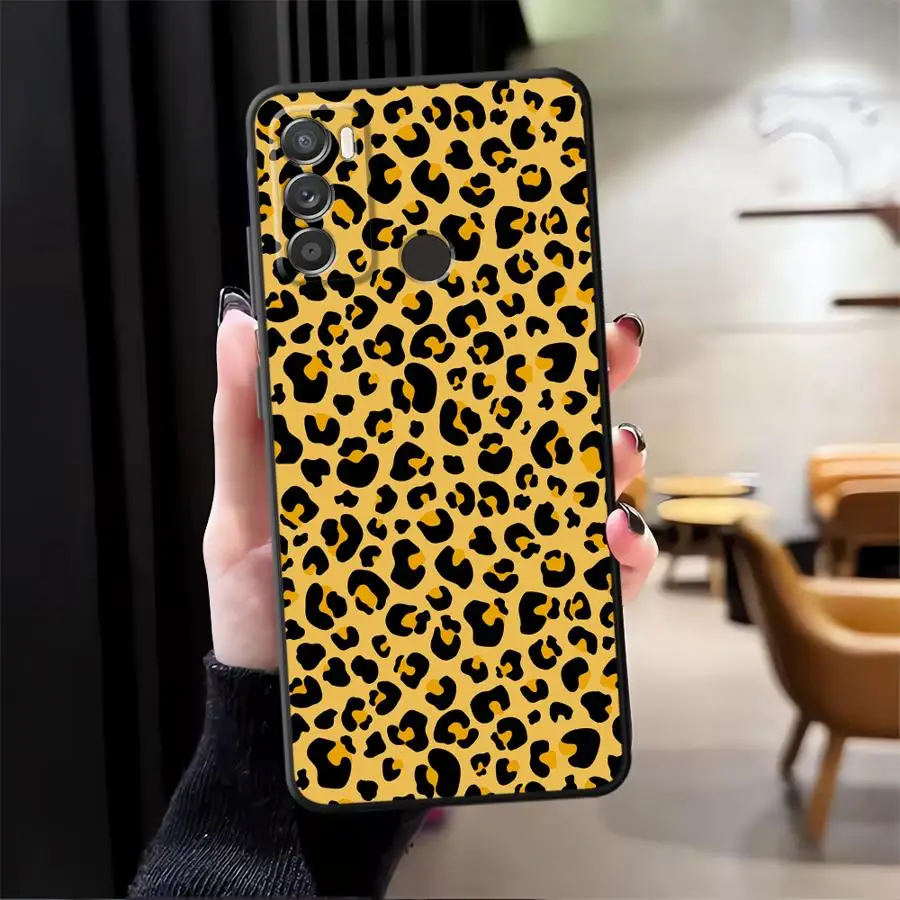 Leopard Print Black Soft Phone Cover Case