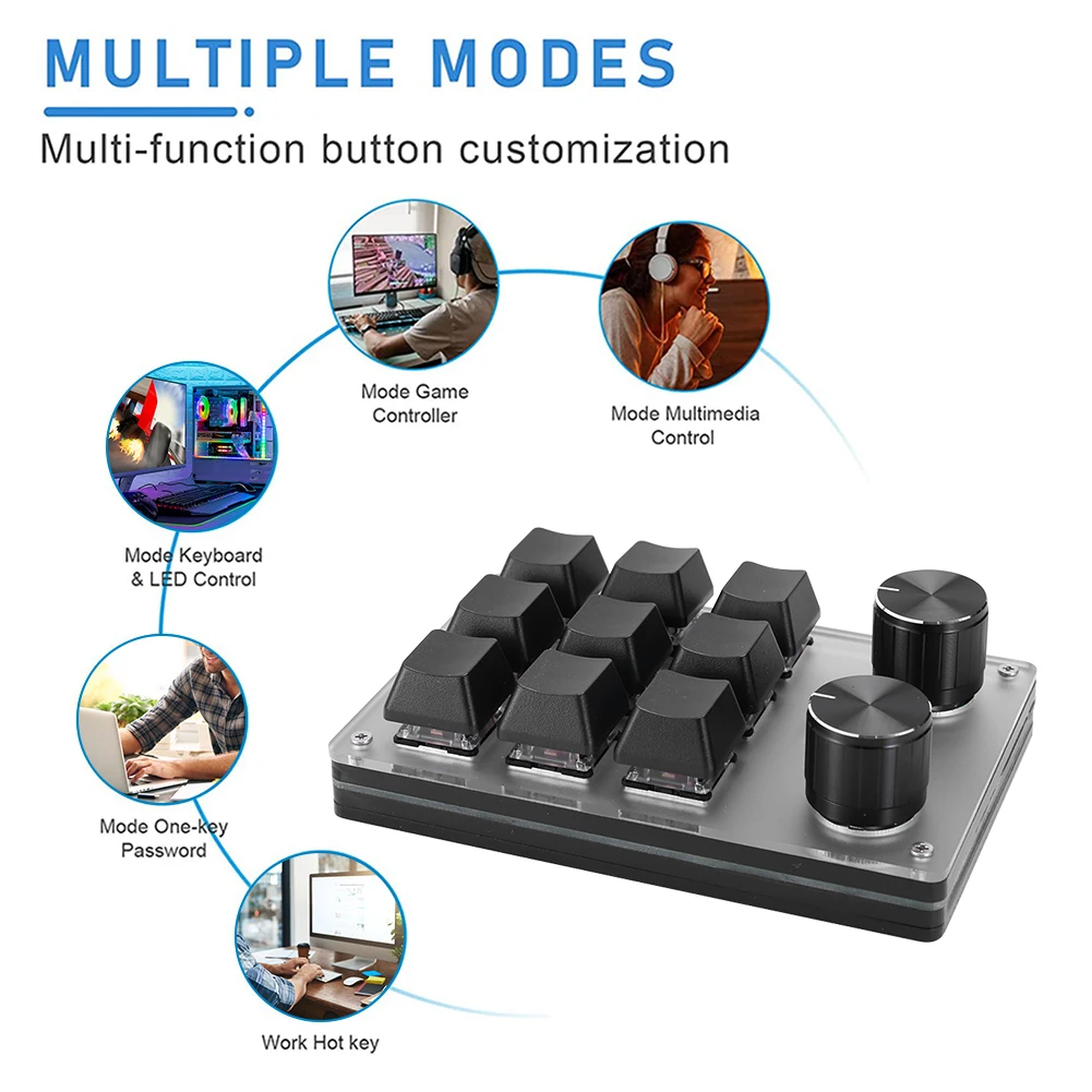 미니 키보드 12Key 2 노브 사용자 정의 Teclado 게이머 프로그래밍 가능한 키패드 DIY 핫 스왑 사용자 정의 기계 키보드 매크로 키패드