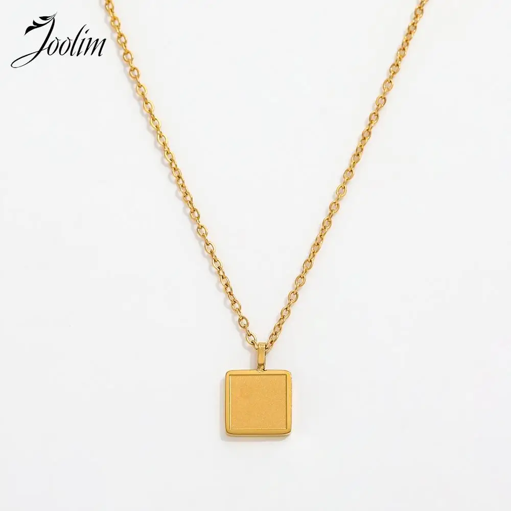 

Joolim Jewelry Wholesale Waterproof&No Fade Delicate Versatile Simple Square Block Pendant Stainless Steel Necklace for Women