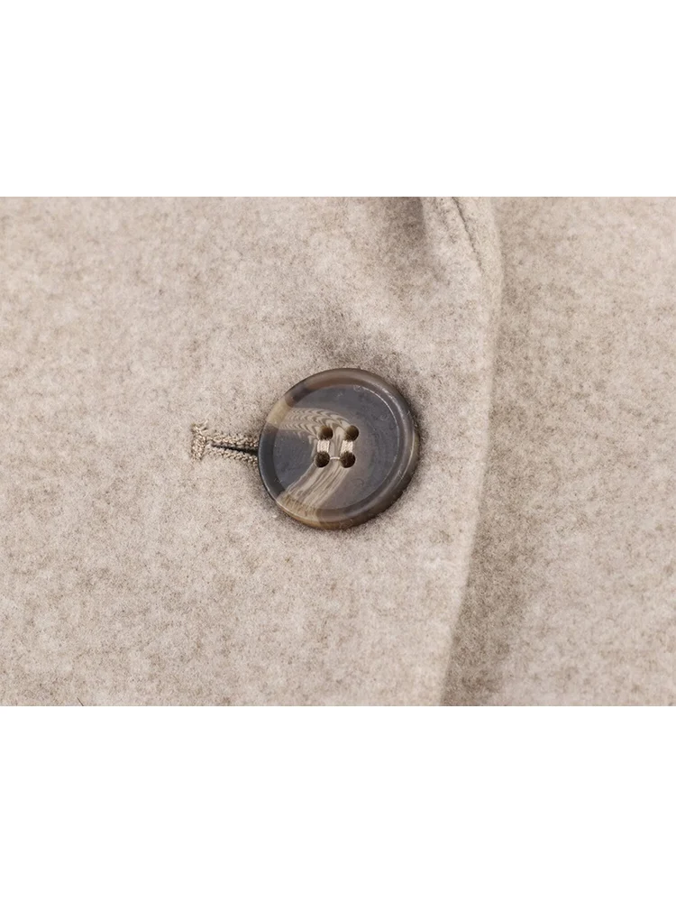 Autumn Women Wool Blend Coat Solid Color Fashion Pocket Blazer Elegant Women's Slim Fit Single Button Office Lady Suit Tops