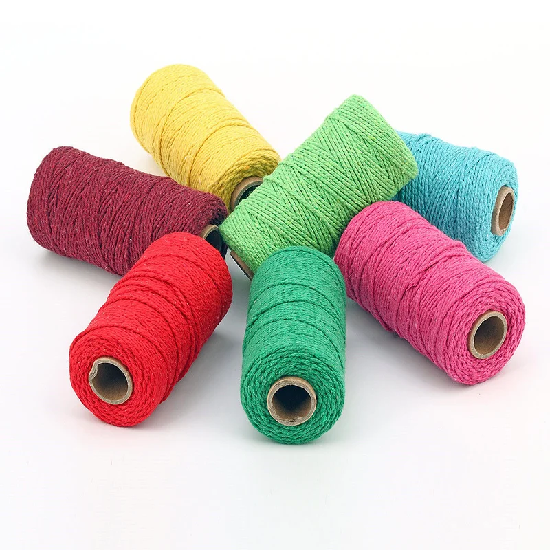 Macrame Cotton Rope Twisted Jute Colored Cotton Two-Color Rope Process For Wall-Mounted Gift Packaging DIY Wedding Deco 2mm 100m cotton rope jute rope macrame cord