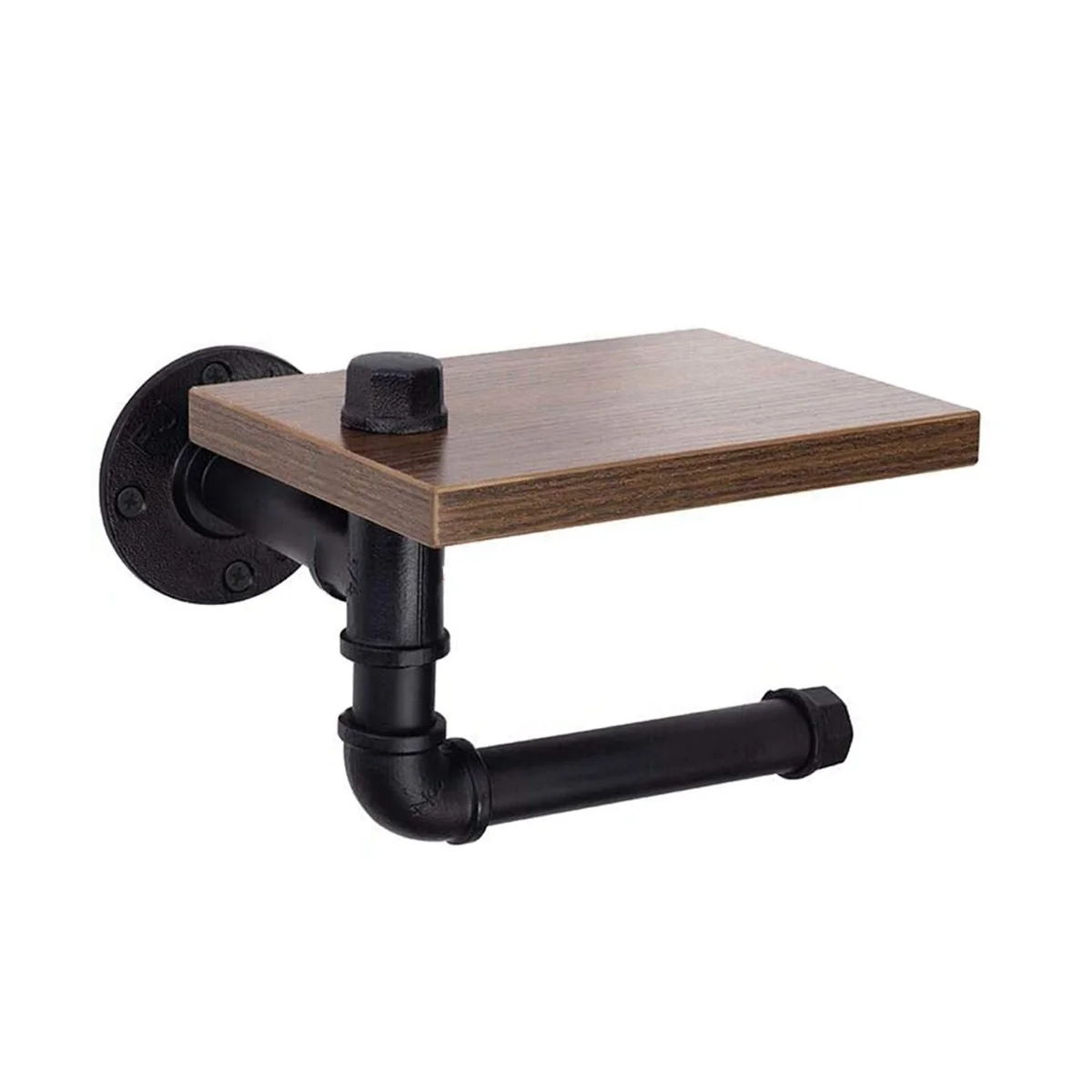 Rustic Industrial Toilet Paper Roll Holder Pipe Floating Holder Home/Bathroom Wall Mounted Shelf