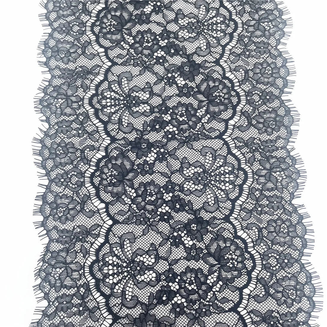 3y/lot Width 9 inch 23cm Black Eyelash Lace Trim Non-Elastic Lingerie Sewing Craft DIY Apparel Fabric Lace Garment Material 4