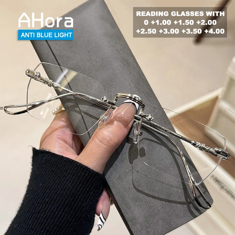 

Ahora Rimless Cutting Presbyopia Computer Reading Glasses Unisex Spectacles Frames Women Men 0 +1.0+1.5+2.0+2.5+3.0+3.50+4.0