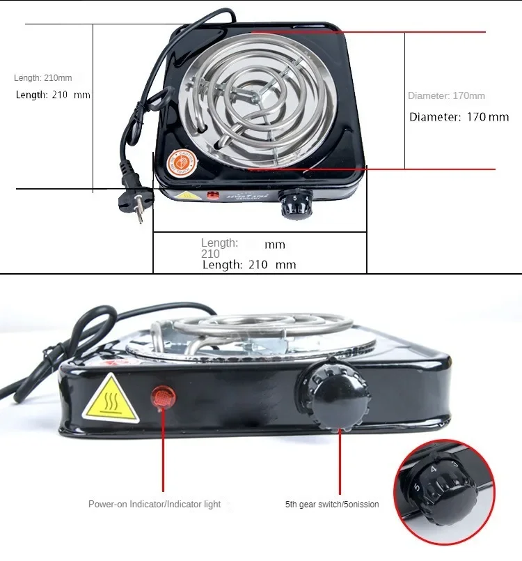 Description Picture 6 of itemini Electric Heater Stove Multifunctional Hot Cooker Plate Milk Water Coffee Heating Furnace Kitchen Use 500W2000W