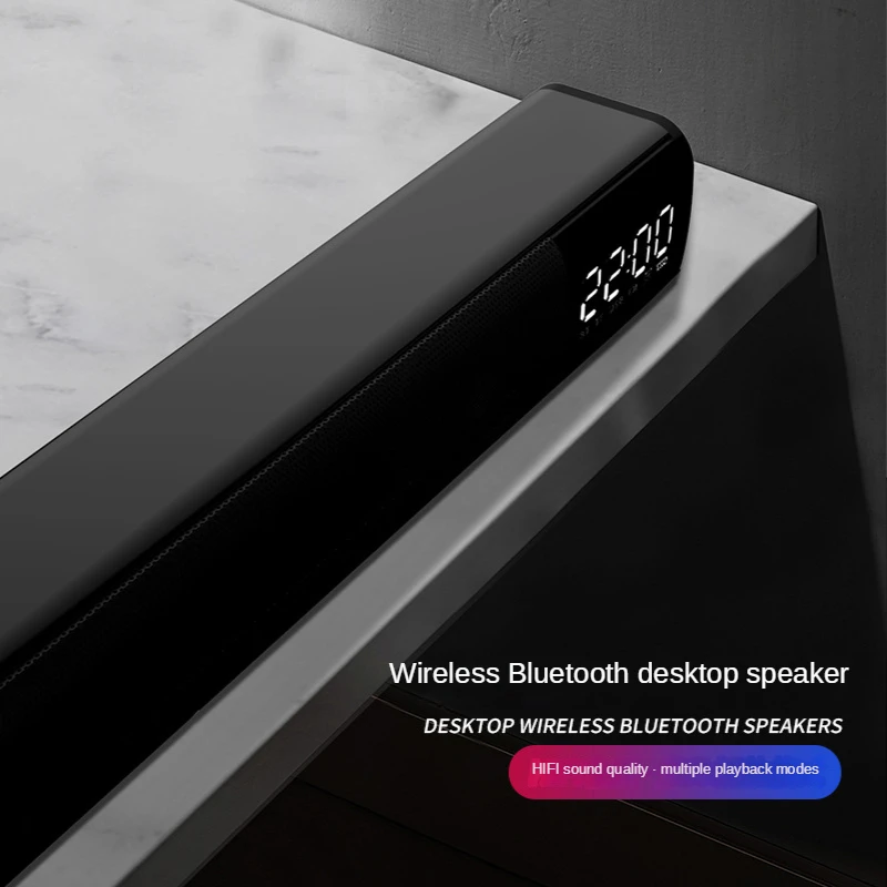 

20W Soundbar Wireless Portable Bluetooth Speaker HI-FI Quality Double Alarm Clock Independent Dual Unit