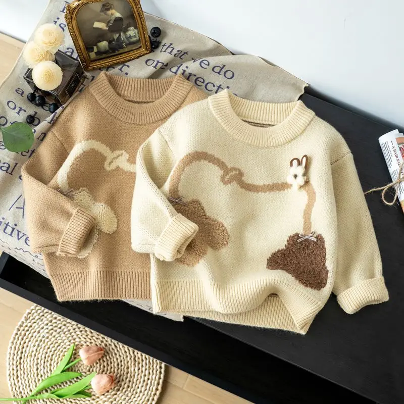 

Autumn Winter New Baby Boys Girls Sweater Long Sleeve Cute Flower Knit Clothes Fashion Knitwear Pullover Top for Toddler