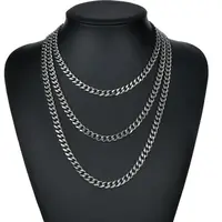 Collier chaîne cubaine Simple en acier inoxydable pour hommes, couleur or argent, chaîne en métal sur le cou, ras du cou, bijoux de fête, cadeau de bricolage 4