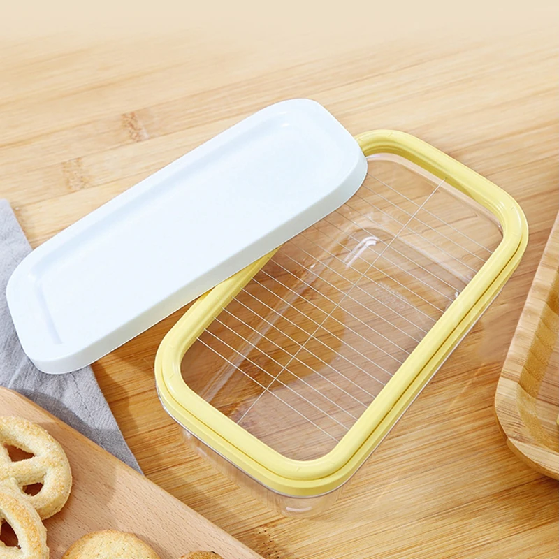 Butter Box Cheese Cutting Preservation Can Transparent Stainless Steel Cutting Type Sealed Rectangular Storage Portable Kitchen