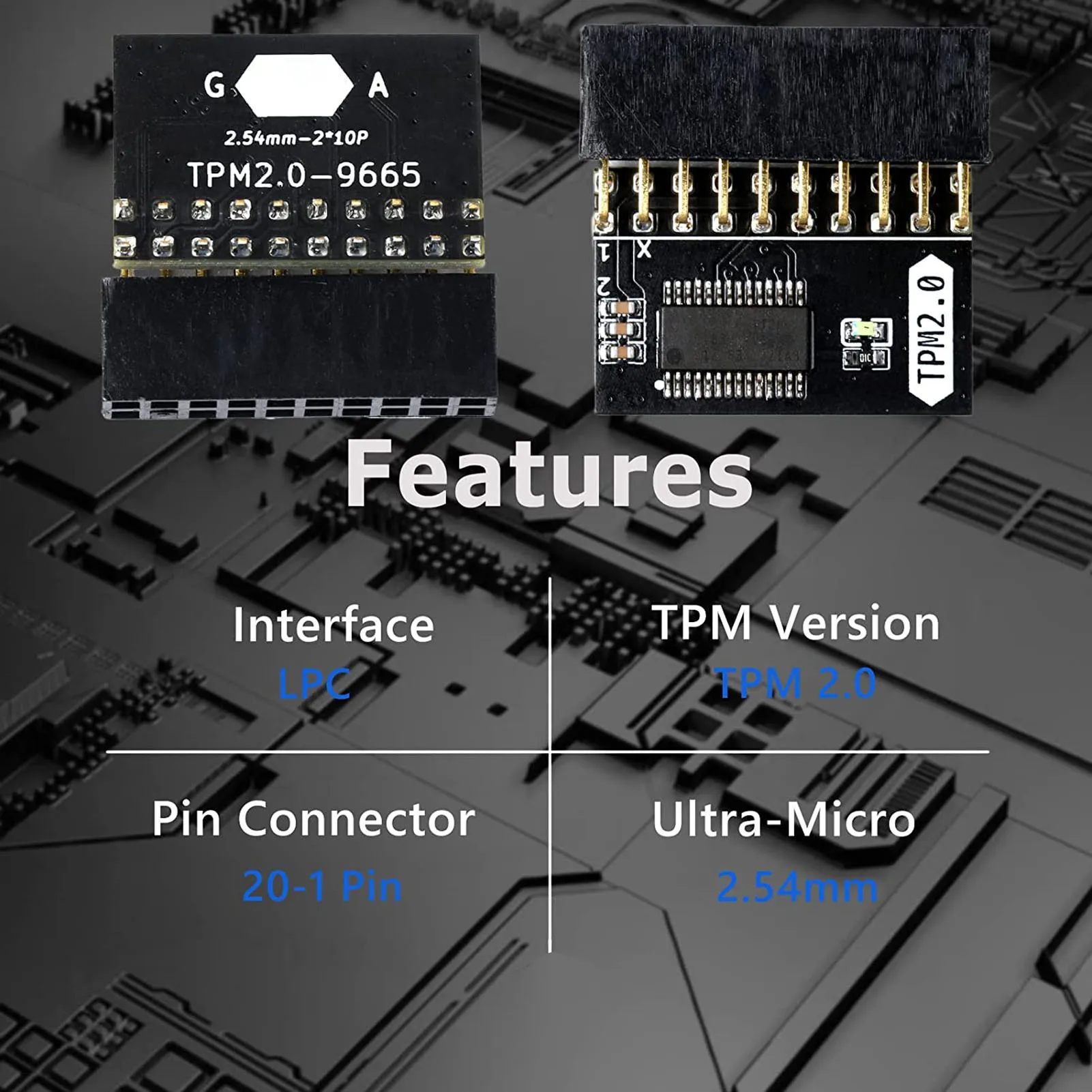 TPM 2.0 Encryption Security Module 20Pin TPM2.0 Module PCB Material Safe Stable Standalone Crypto Processor For Computer