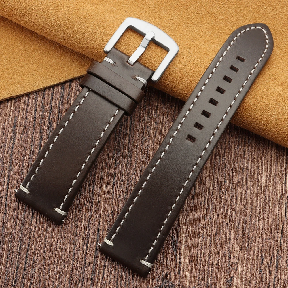Vintage Stitching Genuine Leather Watchband - Universal Sport Strap with Accessories