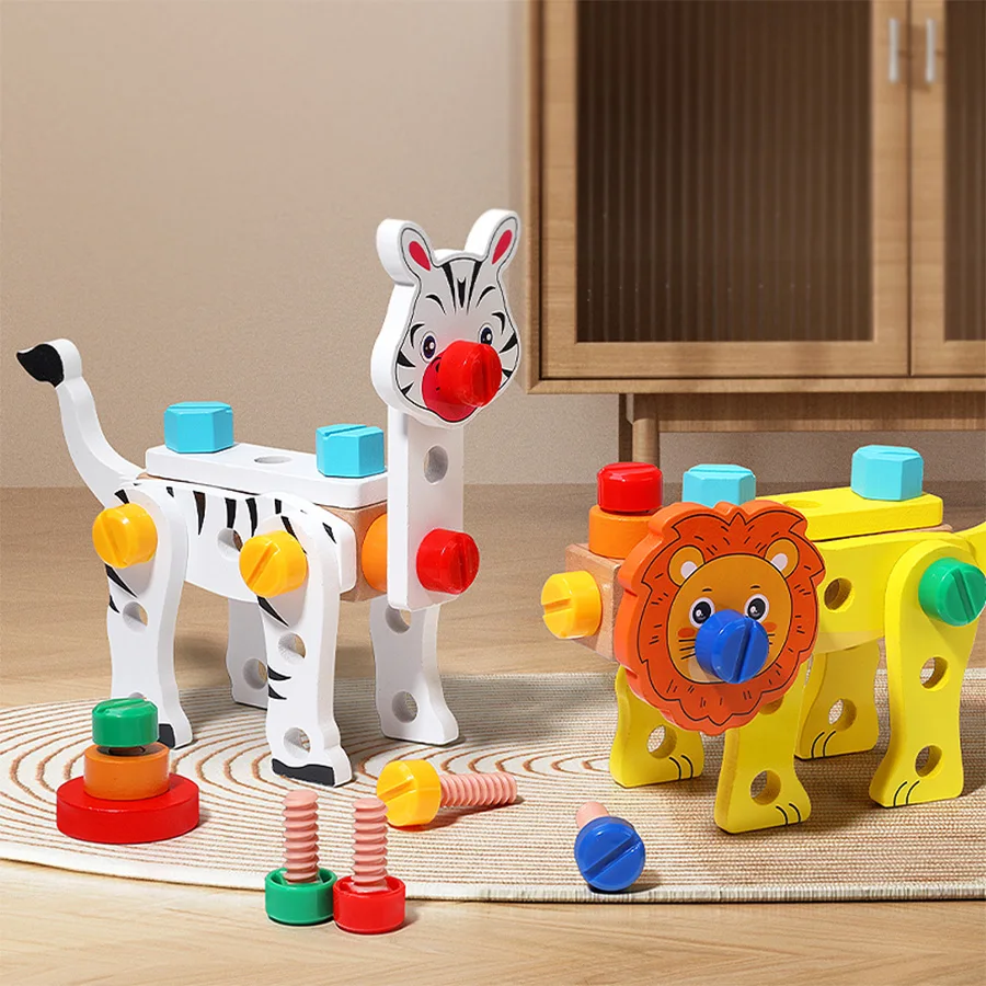 Children's Wooden Toolbox Montessori Educational Toys Nuts Screws Simulated Carpenter Assembly Repair Tools Creative Play Set 2