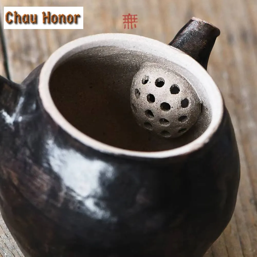 150ml Wabi-sabi Style Stoneware Side-handled Pot Zen Tea Set for Clumsy Hands Teapot Japanese Tea Brewing Jixu Kettle Gift Box