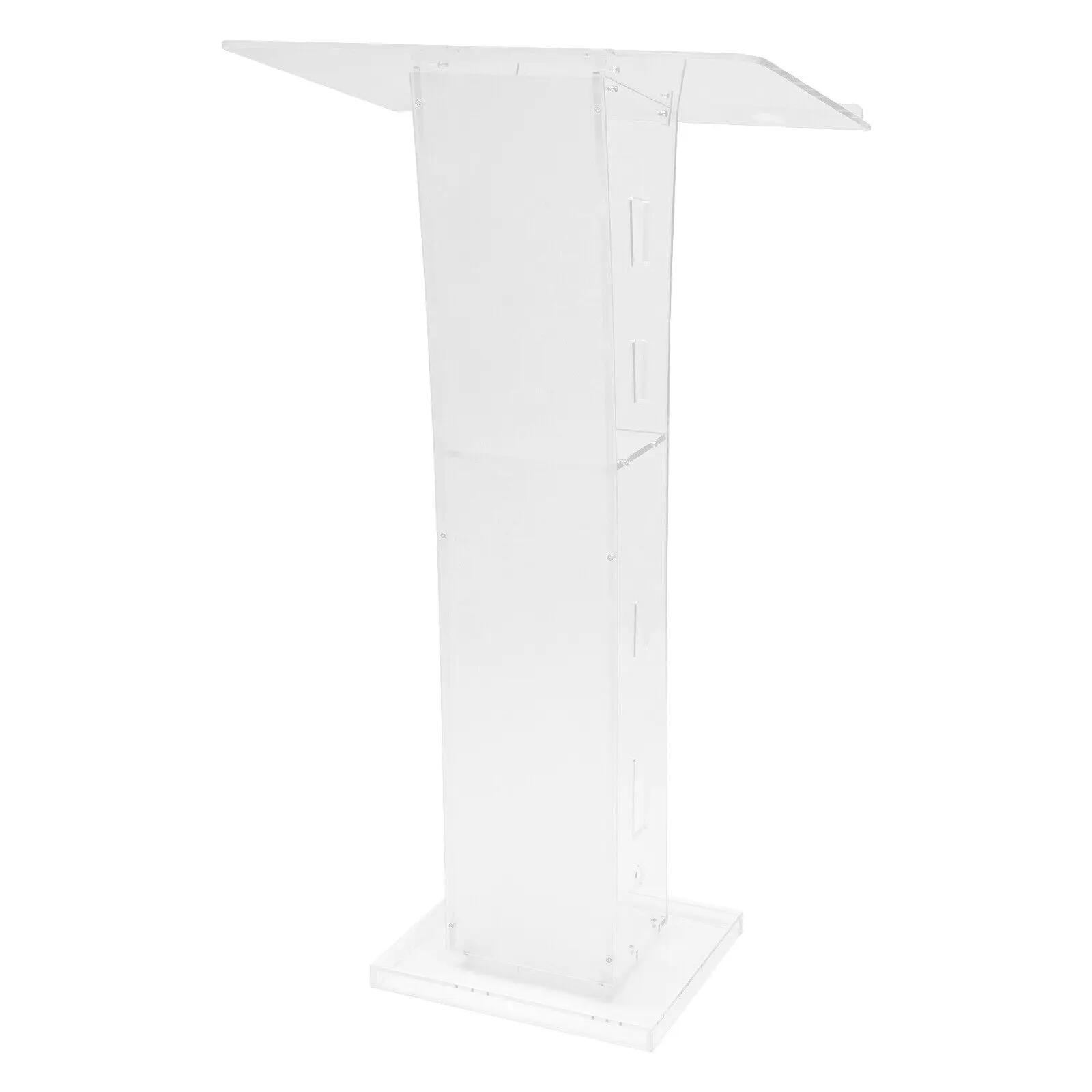 Acrylic Podium Stand Floor-Standing Clear Pulpits Acrylic Desktop Lecterns W/ Storage Shelf for Church Office School 6