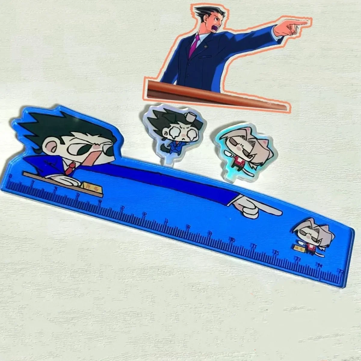Ace Attorney Ruler Naruhodou Ryuichi Mitsurugi Reiji Gyakuten Saiban Anime Goods Collection Drawing Tool Student Stationery Gift
