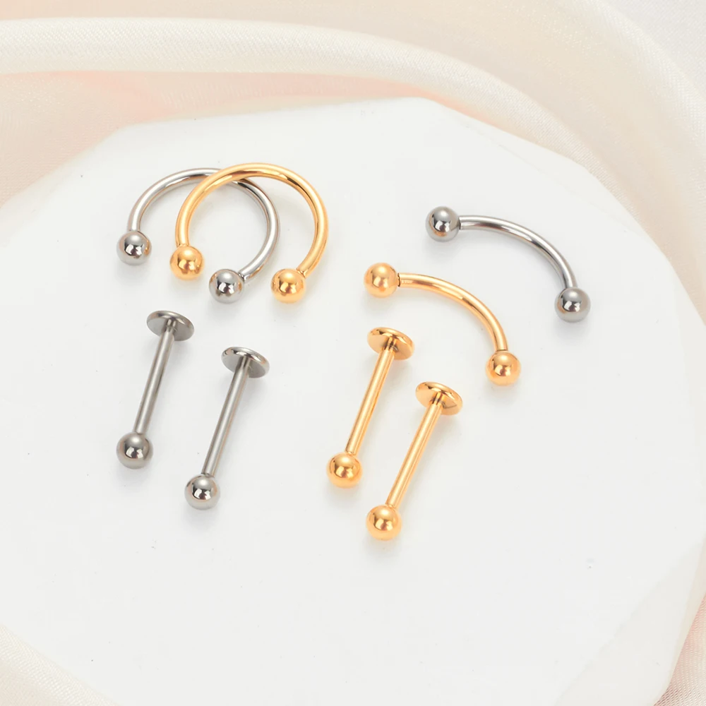 Eyebrow Piercing Jewelry Labret Lip Stud G23 Titanium Septum Piercing Nose Ring C rod Body Jewelry For Women 10PCS Piercing Jewelry