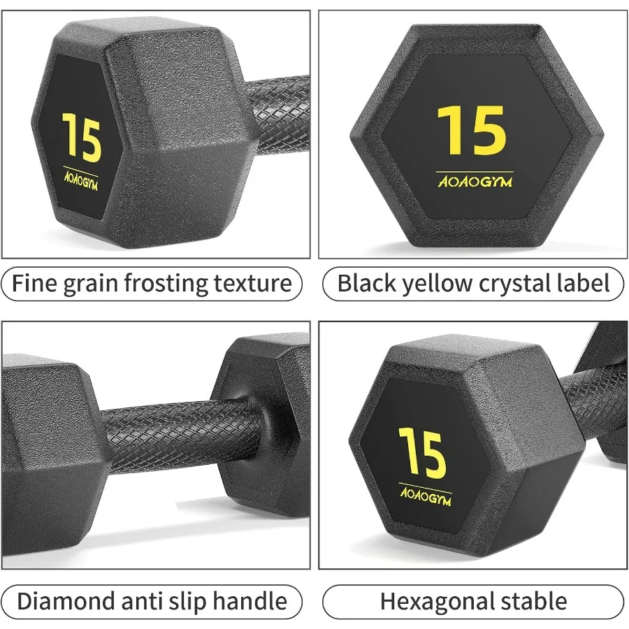 Hex Dumbbells PVC Encase Coating Free Weight Dumbbell Set for Strength Training, Home Gym Fitness and Full Body Workout