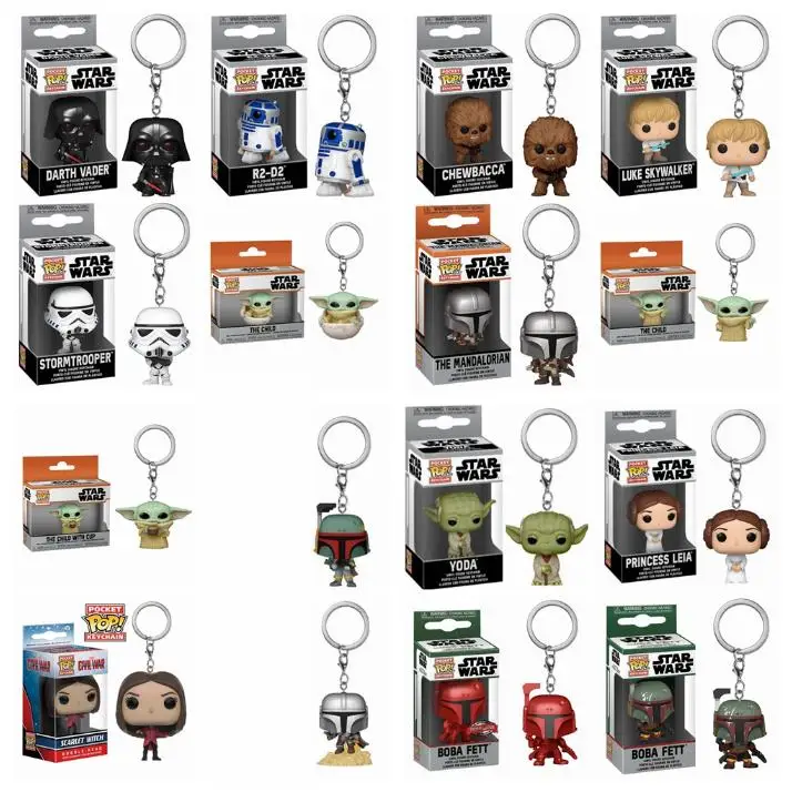 thumbnail image 2 of FUNKO POP Nuevo Star Wars el Mandaloriano Skywalker Luke Chubacca R2-D2 Robot Darth Vader Stromtrooper Yoda Llavero Juguetes, 2 of 5