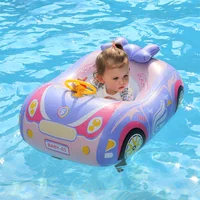 Swimbobo Kids Car Swimming Seat Float Ring Inflatable Infant Floating For Summer Swim Boat Circle Bathing Water Toy with canopy 2