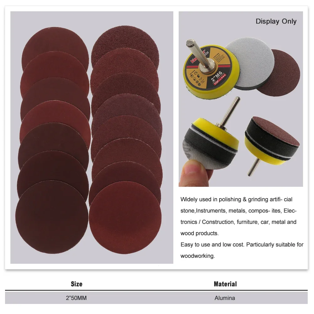 Versatile 2-Inch Hook & Loop Sanding Discs, 30 Pcs Assorted Grits