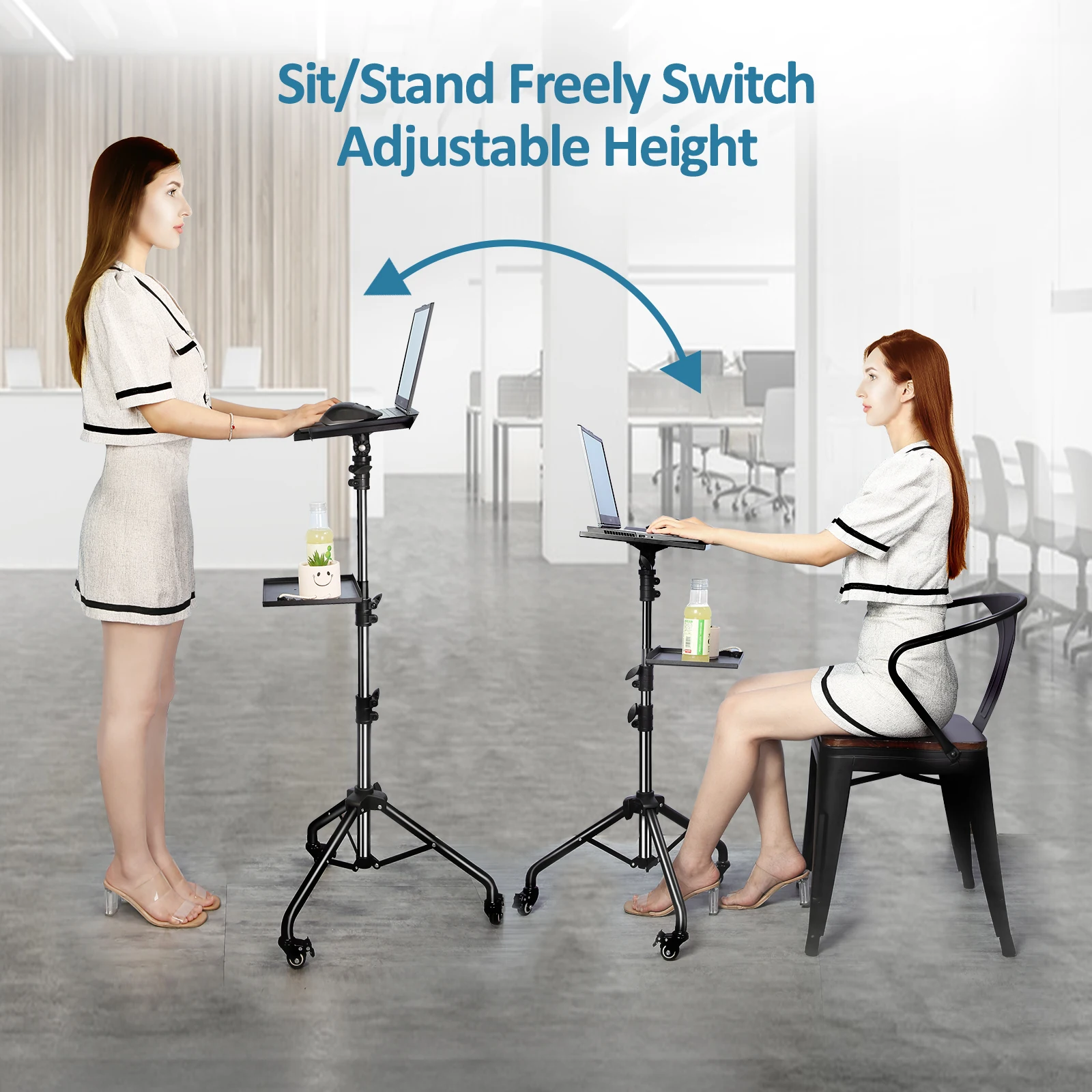 

145cm Projector Tripod Stand Laptop Tripod Adjustable Height 23 to 63" Standing Desk Outdoor Computer Desk Stand for Studio