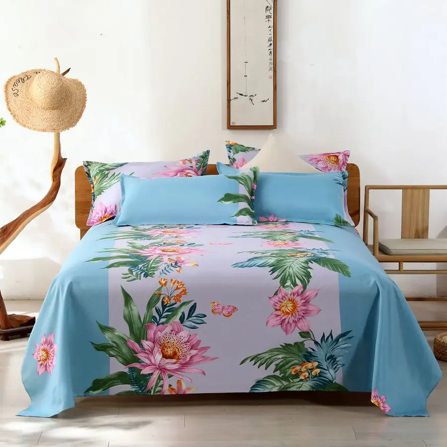 1Pcs Bed Sheet Home Textile Modern Polyester Cotton Flat Sheets Bed Linens Single Queen King Size Bedspread(No Pillow Covers) 4