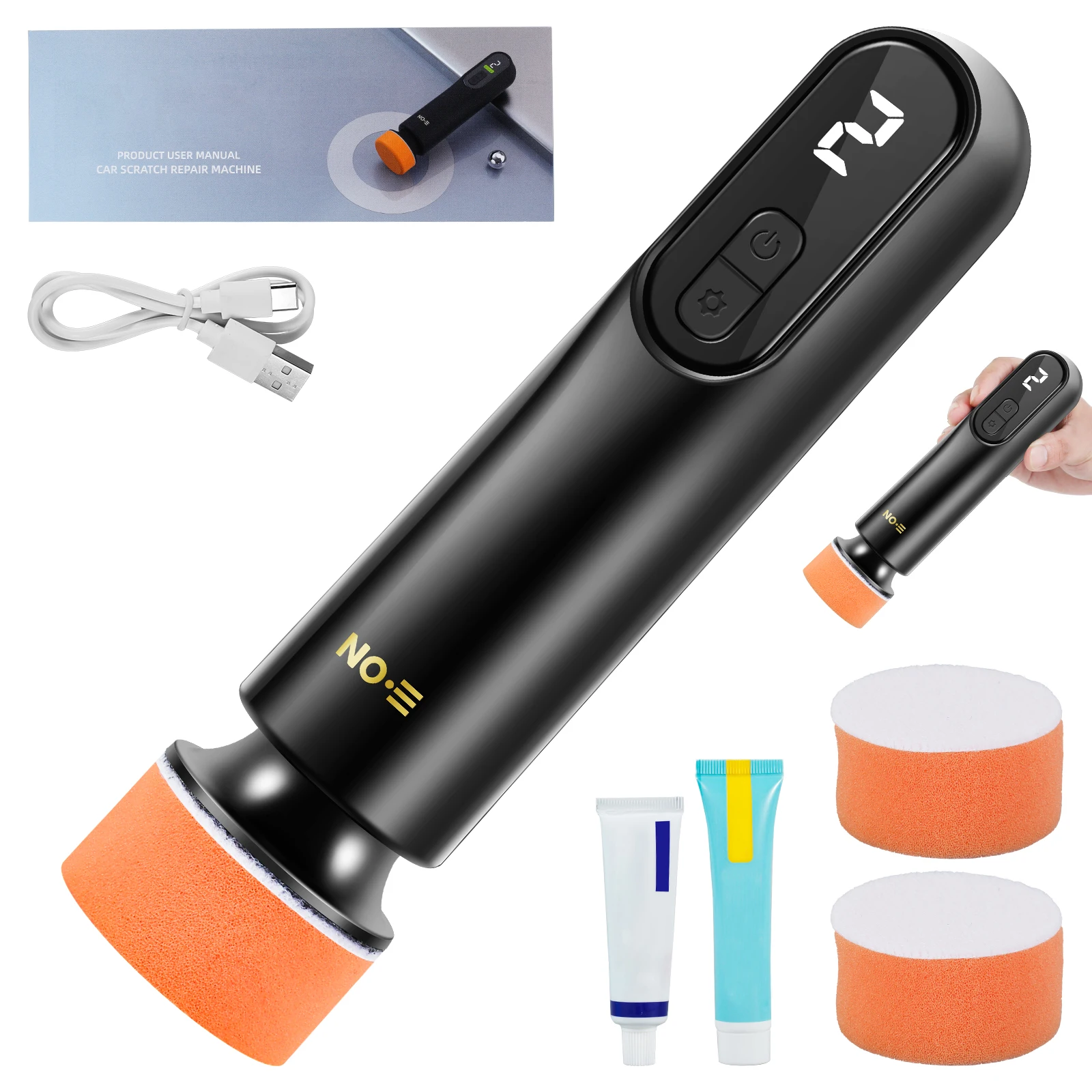 Mini Car Polisher Kit Sponge er Waxer Cordless Power Tool Scratch Repair Kit LED Display Automotive Sanding for Car Body
