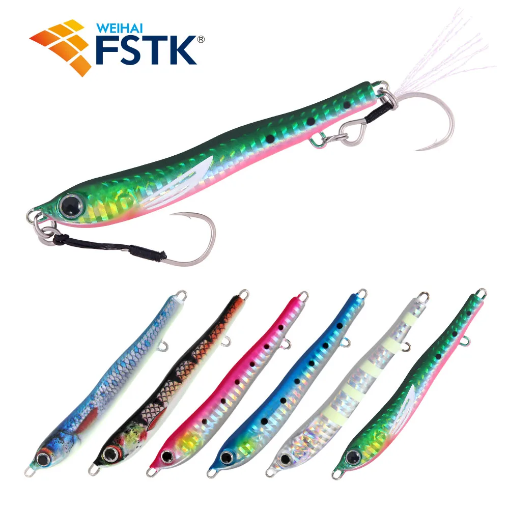 Fstk Jack Jig Slow Pitch Jig 20G 30G 40G 60G Metal Jig Cast Jigging Spoon Shore Fishing Lure Saltwater Sea Bass Esca Artificiale