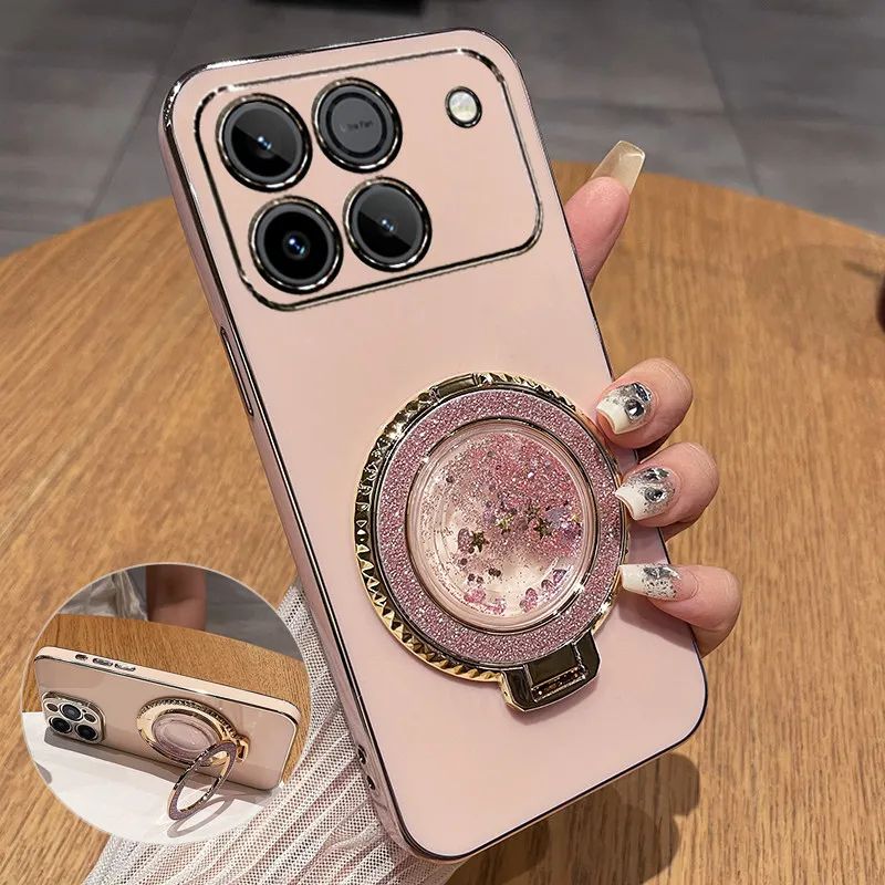 Quicksand Silicone Soft Case with Electroplated Stand -