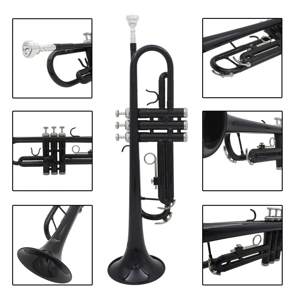 SLADE Bb Trumpet B Flat Brass Trumpet Musical Instrument Case Mouthpiece Gloves Cleaning Cloth Strap trumpet instrument