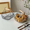 Metal Wire Basket with Wood Handle Decorative Serving Basket for Bread Food Fruit Egg Home Organizer Kitchen Storage Fruit Bins 1