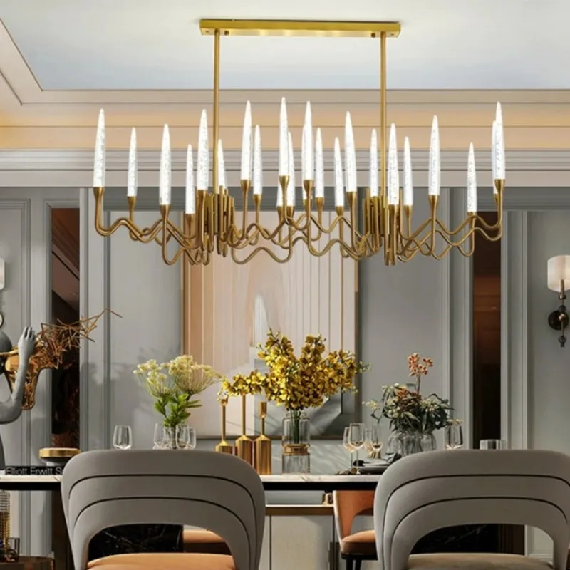 

Luxury Designer Crystal Chandelier Candles Copper Lamp Modern Hanging Lighting Dining Room Villa Decor Living Room Chandeliers