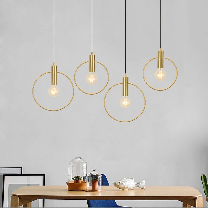 

Винтажная Подвесная лампа-кольцо, Подвесная лампа, антикварная Золотая Подвесная лампа, украшение для спальни, E14, светодиодная лампа-кольцо для столовой, кухни