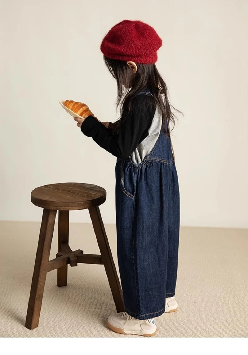 Spring Autumn Baby Girls Cotton Patchwork Loose Denim