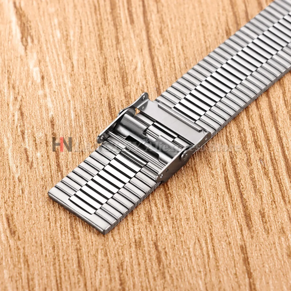 Elegant Stainless Steel Watch Strap – Matte & Polished Finish, Quick Release Bracelet