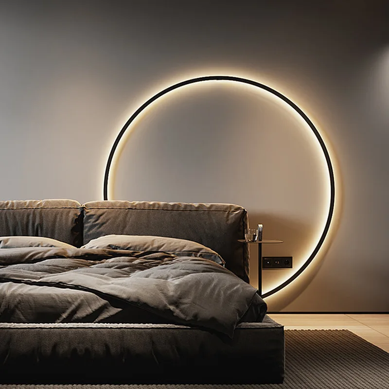 

Modern Circle Led Wall Lamp Home Decor Living Room Background Lighting Nordic Bedroom Lamparas Dimmable Sconce Lights Luminaire