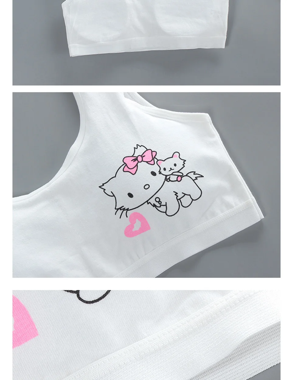 LJMOFA Girls Cute Underwear Set Kids Cotton Sports Training Bra Solid Color Letters Printed Neckline Teenage Briefs Panties B219