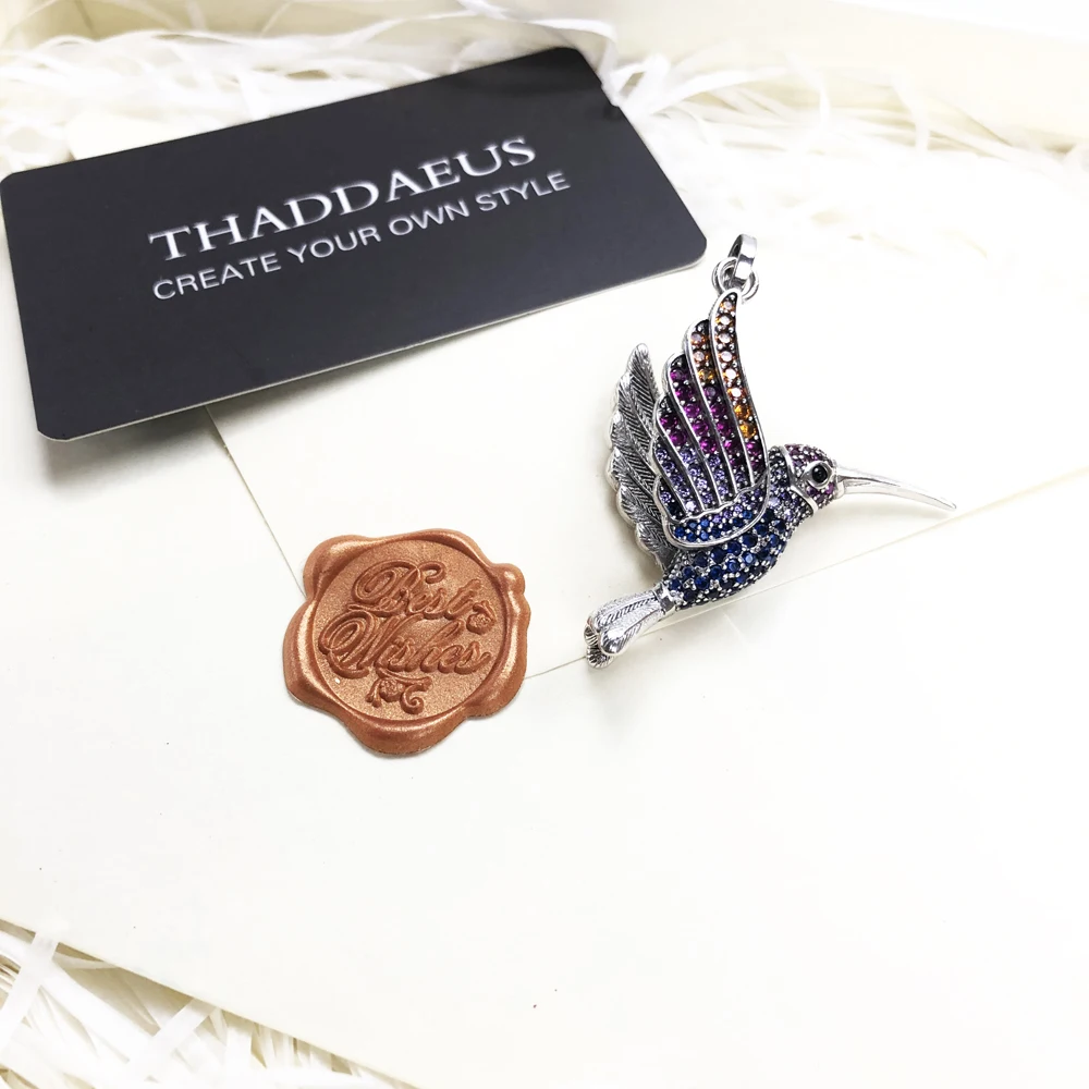 Pendant Colourful Hummingbird Cute Fashion Jewelry Europe 925 Sterling Silver Gift For Woman pendant necklace,silver pendant,silver necklace charms