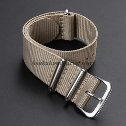 Canvas Nylon One - Piece Loop Watch Strap - Versatile Wristband - 22mm (Khaki)
